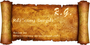 Récsey Gergő névjegykártya